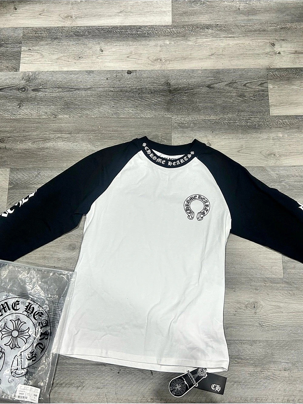 Chrome Hearts Raglan Long Sleeve Tee White & Black NWT